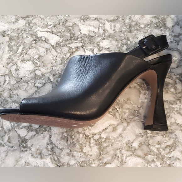 NEW Vince Camuto Releen Flare Heel Black Leather Slingback Square Toe Pumps - Picture 4 of 11